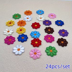 TEMU 24개 컬러풀 꽃 철자 패치 - 옷, 가방, 모자, 청바지 및 재킷용 다이즈 애플리케이션 - 분홍색, 파란색, 노란색, 녹색, 보라색, 흰색, 갈색, 수선 장식, 가방 장식, 다이즈 패턴, 내구성 있는 접착제