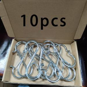 TEMU S자형 걸이용 후크, 3.5인치(약 9cm) 실버 헤비듀티 S-후크, 안전 잠금장치 포함, 옷걸이, 화분걸이, 주방용품, 냄비, 팬, 가방 걸이용. 꼬인 디자인의 S-후크. 핸드백 걸이용 안전 잠금장치가 있는 안전 S-후크, 후크