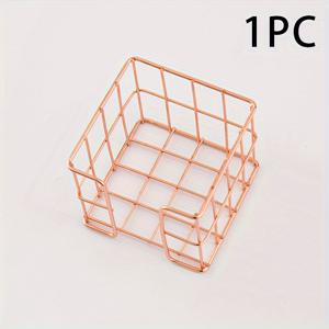 TEMU 포스트잇 노트 박스, 로즈 골든 포스트잇 노트 홀더, 귀여운 포스트잇 노트 디스펜서, 노트패드 메탈 큐브 데스크 옵저버, 책상, 가정, 학교, 사무실 용품 및 액세서리 (골든, 로즈 골든, 블랙)