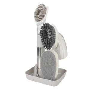 TEMU 3-in-1 주방 청소 브러시 세트, 비누 디스펜서 포함 - 긴 손잡이, 접이식 스펀지로 접시 및 기타 청소, 내구성 있는 나일론 브러시, 공간 절약 디자인, 자동 액체 디스펜서, 주방 가전제품