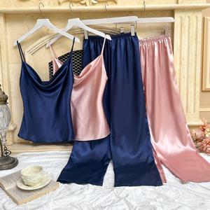 TEMU 여성용 터틀넥 캐주얼 편안한 멜빵 롱 나이트가운 4피스 세트