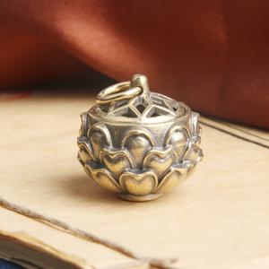 TEMU 황동 연꽃 병 펜던트, 수납 용품, 중국 스타일 장식품, 빈티지 디자인, 선물