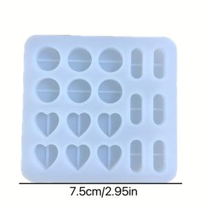TEMU 실리콘 몰드, 하트 모양 약알약, 레진 몰드, 에폭시 키체인