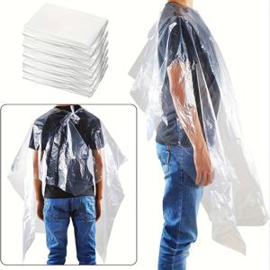 TEMU 헤어 컬러링, 펌 및 헤어 커트용 일회용 머리모자 50개입 - 가벼우면서도 내구성 있는 PEVA 소재 - 옷을 건조하고 얼룩 없이 유지 - 미용실 및 가정 사용에 적합 - 염색 및 스타일링에 완벽