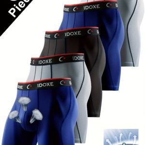 TEMU IDOXE 5개 혼합 PC 남성 속옷, 캐주얼 메쉬 세미 광택 홀로우 박서 브리프, 통기성 좋고 편안한 고성능 노쇼우 스포츠 복서 쇼츠