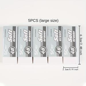 TEMU 5개입 고성능 PVC 지우개 세트 - 4B 지우개, 학교, 미술 스케치 및 시험 그리기에 적합 - 매우 깨끗하고 잔해가 없음 - 밝고 색상과 디자인의 완벽한 신학기 문구류
