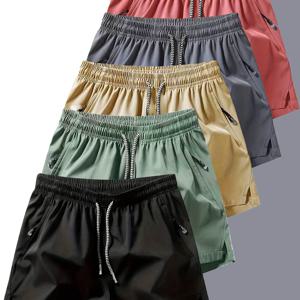 TEMU 남성용 운동 반바지 5종 세트, 여름 캐주얼 속건성 반바지 (탄성 허리 밴드 및 드로스트링, 지퍼 포켓, 내구성 좋은 편안함, 헬스장 및 야외 레저 활동에 적합)