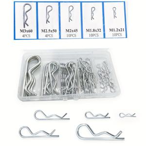 TEMU 38개 세트 후크 핀, R 클립 고정 핀, R 타입 핀, 오픈 웨이브 핀, 클로즈드 핀, 안전 핀, 트랙터 오픈 핀, 헤어 핀 조합 스프링 클립 고정 핀, 후크 고정 핀 키트, 트롤리 핀/트레일러 핀 클립/수동 트럭 핀 교체용