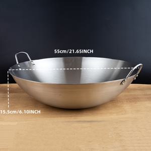 TEMU 스테인리스 스틸 양손잡이 프라이팬, 녹 방지 및 논스틱, 식당 및 급식소 요리사에게 적합, 상업용 등급 두꺼운 브러시 처리된 끝