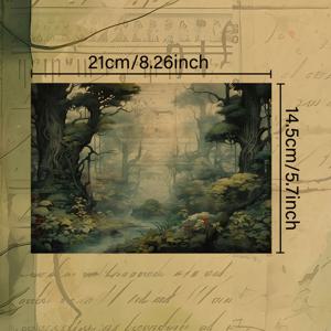 TEMU A5 (8.26*5.7인치) 빈티지 쓰기 가능한 스크랩북 용지 세트 (고대 숲의 나무 모양), 스크랩북, 수제 카드, 포장, 불렛 저널, 공예 용품 및 장식에 적합