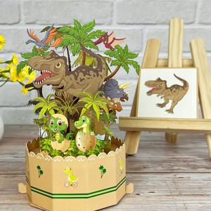 TEMU 팝업 공룡 인사말 카드와 봉투, 생일, 크리스마스, 추수감사절, 부활절, 우정의 날, 개학, 새해를 위한 만화 테마 - 아들/딸/손자/손녀, 공룡 파티 장식에 적합