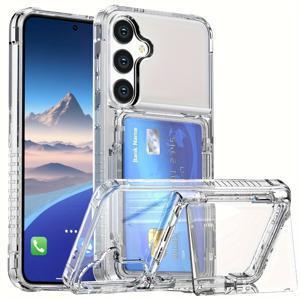 TEMU 갤럭시 S24 울트라/S24+/S23 플러스/S23 울트라용 지갑형 투명 폰 케이스 - 신용카드 홀더 포함, 갤럭시 S24 울트라/S23+ 커버 펀다 코크