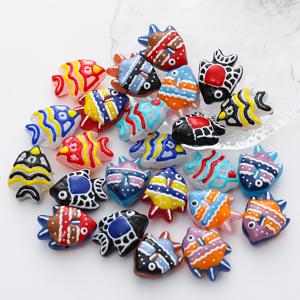 TEMU 유약 유리 물고기 구슬 5개, DIY 휴대폰 고리, 헤어 액세서리, 헤어 타이, 주얼리 제작 용품, 공예 액세서리용 유리 직구멍 구슬