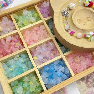 TEMU 80개 아크릴 별 모양 비즈 세트, 금박 & 반짝임 및 무광 혼합 색상, 주얼리 만들기용 DIY 공예품 및 팔찌 목걸이 재료