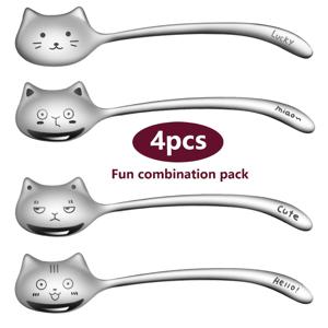 TEMU 2개/4개/6개 커피, 디저트, 아이스크림용 - 귀여운 고양이 꼬리 디자인 긴 꼬리 고양이 숟가락, 304 스테인리스 스틸 티스푼, 커피잔용, 위생용기, 카페용, 선물용