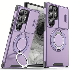 TEMU 삼성 갤럭시 S26 S25 S24 S23 S22 S21 울트라 24 S23 S22 플러스 S23FE S20FE A55 A54 A35 A17 A16 A15 A14 A06 A07용 카메라 커버, 360° 회전 링 홀더, 차량용 마그네틱 홀더, 무광 질감, 충격 방지 휴대폰 케이스