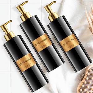 TEMU GAONLY 우아한 샴푸 및 컨디셔너 디스펜서 3개 세트 - 현대적인 16.9Oz 샤워 비누 병 (펌프 및 라벨 포함) - 빠른 욕실 장식 강화를 위한 편리한 바디 워시 디스펜서, 선물용 클리어 선물