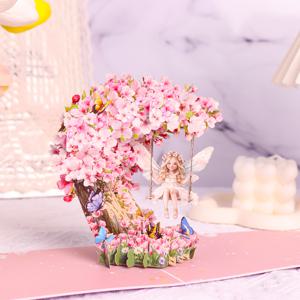 TEMU 1개 매혹적인 3D 벚꽃 엘프 인사말 카드와 섬세한 봉투 - 팝업 요정 & 꽃 디자인, 갈렌타인 데이, 사랑 & 축복을 위한 - 누구에게나 이상적, 사랑 표현, 특별한 선물, 아름다운 계절