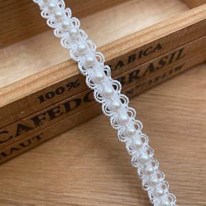 TEMU 5 야드 진주 비즈 레이스 트림 리본 - 드레스 칼라, 의류 및 DIY 공예품을 위한 플라스틱 봉제 탄성 웨빙 - 흑백