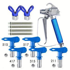 TEMU 페인트 스프레이 건 12개 세트, 211, 315, 417, 515, 517 노즐 포함, 스프레이 건 필터 4개, 팁 가드 2개, 벽, 울타리, 자동차, 보트 페인용으로 완벽 - 회전 조인트 - 조작이 쉬움