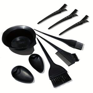 TEMU 9개 전문가용 헤어 염색 세트 (빗, 브러쉬, 헤어 클립, 귀마개, 혼합 용기 포함) - 집에서 살롱처럼 사용하고 염색 또는 블레칭에 적합