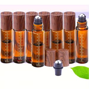 TEMU 30개 호박색 유리 에센셜 오일 롤러 병, 1/3oz 측정 눈금 포함, 물결 무늬 병뚜껑 & 드로퍼 피펫 - 재충전 가능 10ml 여행용 사이즈 향수 및 오일용 - 보호