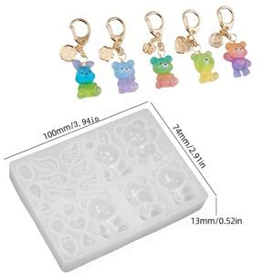 TEMU 귀여운 동물 키링 레진 몰드 작은 곰 토끼 에폭시 몰드 실리콘 몰드 하트 날개 액세서리 레진 캐스팅 몰드 주얼리 제작 레진 참 목걸이 선물
