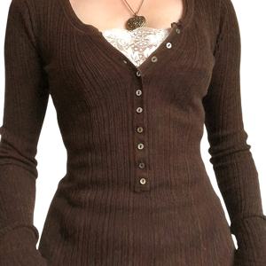 TEMU 매력적인 여성 빈티지 스타일 버튼업 셔츠