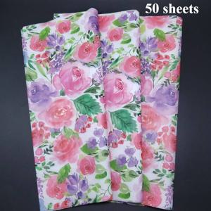 TEMU 수채화 장미 패턴 티슈 페이퍼 50매, 공예, 파티 선물 포장, 꽃다발 포장, 신발 및 의류 포장, 생일 선물 등에 적합합니다. 발렌타인데이, 어버이날, 결혼식 등 특별한 날을 장식하는 데 완벽합니다.