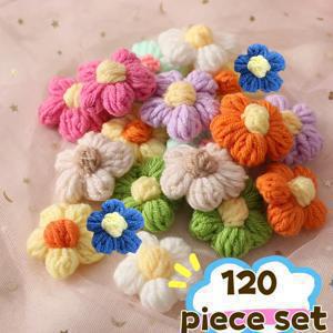 TEMU 폴리에스터 수공예 코바늘 뜨개질용 컬러 원사 꽃모양 퍼프 120개 세트, 12가지 종류(색상당 10개), 헤드웨어, 의류, 가정용 공예품, 장식 액세서리용
