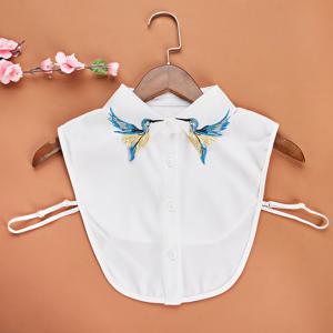 TEMU 1개 여성용 화려한 새 모티브 탈착식 칼라 - 스타일리시한 폴리에스터 하프 셔츠 액세서리, 컬러풀한 깃털 디자인, 세탁기 사용 가능