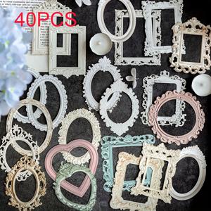 TEMU 40매 빈티지 레이스 프레임 스크랩북 용지 세트, 다양한 모양과 색상, 정교한 엠보싱 디자인, 공예, 저널 및 앨범, 스크랩북, 테마, 미술 및 공예 용품에 적합