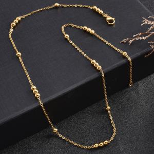 TEMU 심플한 구슬 체인 목걸이 1개, 클래식한 골든 스테인리스 스틸 주얼리, 남녀공용, , 밸런타인데이, 새해 주얼리 선물용으로 활용 가능