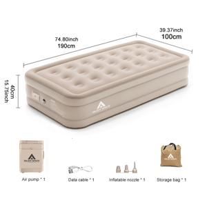 TEMU 휴대용 야외 캠핑 텐트용 팽창식 침낭. 자동 공기 주입 시스템으로 전기 불필요. 가정용 또는 사무실 낮잠에 적합.