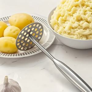 TEMU 가정용 주방을 위한 새로운 304 스테인리스 스틸 감자 갈비, 감자 및 일반 감자 다지기에 이상적, 음식 준비 및 기타 주방 작업에 적합
