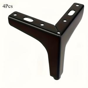 TEMU 4개 세트 블랙 메탈 가구 다리 - 높이 조절 가능한 패드, 커피 테이블, 소파 의자, 캐비닛용 - 내구성 있는 교체용 발판 및 설치 하드웨어 & 의자 바닥 보호 패드 포함