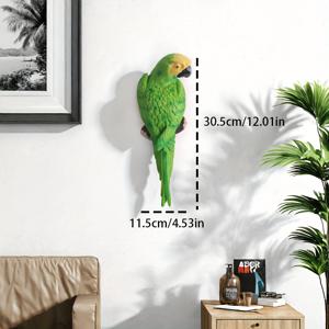 TEMU 1개 - 3D 생동감 넘치는 녹색 앵무새 벽 예술 조각 - 자연 애호가와 새 매니아를 위한 리얼리스틱 레진 조각, 홈 데코, 데이 선물, 혹은 어떤 방에도 열대적인 느낌을 더하기에 완벽함