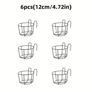 TEMU 6개/12cm/4.72인치 금속 블랙 발코니 걸이형 난간 선반 - 다육식물 및 그린리용 봄 장식 랙