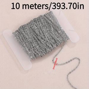 TEMU 10미터 클래식 크로스 체인 스테인리스 스틸 얇은 팔찌/목걸이, 주얼리 추가 및 주얼리 제작 용품