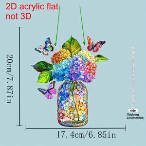 TEMU 2D 플랫 - 2D 평면, 1개, 매력적인 수국 꽃병 - 컬러 아크릴 창문 걸이, 집과 정원 장식에 완벽하며 엄마, 할머니, 가족 및 친구를 위한 훌륭한 선물