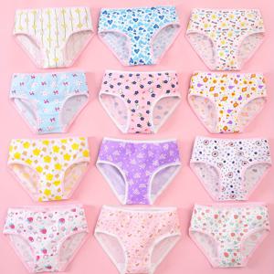 TEMU 12개입 여아용 귀여운 꽃무늬 브리프 속옷 - 유아 & 어린이용 삼각 비키니 팬츠, 스캘럽 디자인, 미드라이즈, 비투명 사계절용 (12개입) - 12개월부터 청소년 여아까지 핸드워시 가능, 12팩