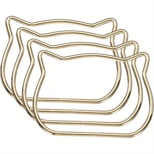 TEMU 4개 BOPCNZI 고양이 머리 가방 손잡이 - 귀여운 새끼고양이 핸드백 하드웨어 교체용 링 버클, 금속 고양이 발바닥 핸드백 손잡이, 수제 직조 가방, 여행 가방 및 핸드백용 (골드), DIY 지갑 만들기