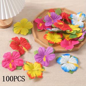 TEMU 50/100개 인조 히비스커스 꽃 - 6가지 생생한 컬러의 열대 하와이안 장식용 폴리에스터 가짜꽃, DIY 공예, 웨딩, 파티, 바베큐, 홈&이벤트 , 내구성 좋은 트로피칼 인조 플라워