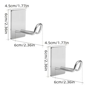 TEMU 2개 접착 후크, 스테인리스 수건 가운 면도기 벽걸이 후크, 벽에 붙이는 자체 접착 욕실 벽 걸이, 타월 로브 모자 코트 열쇠용 (은색)