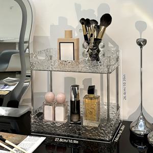 TEMU 투명 욕실 화장품 정리함 1개, 2단/3단, 다용도 탁상용 수납함, 욕실 선반. 거실, 주방, 화장대, 욕실 카운터탑 선반, 향수 보관 선반이 있는 화장품 진열장, 화장대 액세서리, 가정용 필수품으로 적합