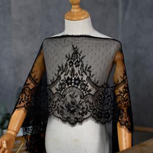 TEMU 3미터 프렌치 속눈썹 레이스 트림 - 레이스 엣지 트림 신부 웨딩 베일 원단, 정교한 가자미꼴 속눈썹 엣지 레이스, 양장 재봉용, 블랙과 베이지