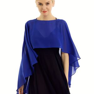 TEMU 여성용 가벼운 셔폰 케이프 드레스 - 소매 없는, 비대칭 밑단, 통기성이 좋은 여름 커버업, 해변, 결혼식 및 저녁 행사용, 단색 블랙, 루즈핏, 긴 길이, 해변 커버업 | 비대칭 밑단 | 가벼운 소재