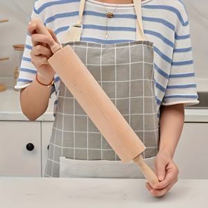 TEMU 반죽, 파이 크러스트, 페이스트리용 나무 밀대 - 피자, 만두용 주방 베이킹 도구 - 가정 요리용 원목 밀대, 만두피 굽기용 내구성 있는 나무 롤러 - 베이킹 용품, 1개