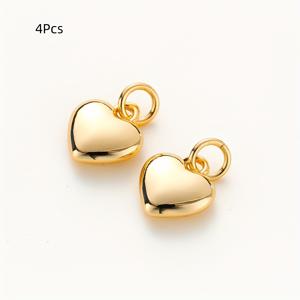 TEMU 4개 14K 금도금 황동 하트 참 펜던트 점프 링 포함 - 솔리드 러브 펜던트, 주얼리 제작용, 목걸이, 팔찌, 귀걸이 제작에 적합, 주얼리 제작 용품|하트 참 펜던트|점프 링 포함, 주얼리 제작 용품