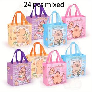 TEMU 24pcs 카피바리 테마 선물 가방 - 애니멀 테마 파티, 결혼식, 생일 테마 파티 선물 가방용 귀여운 카피바리 선물 가방